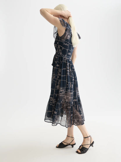 Cross-Stitch Embroidered Midi Dress