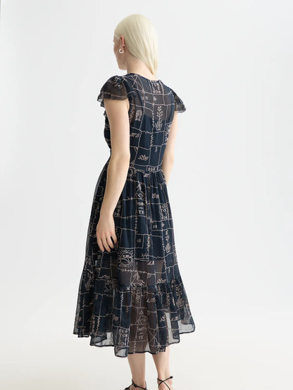 Cross-Stitch Embroidered Midi Dress