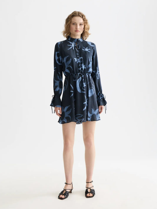 Printed Long Sleeve Mini Dress