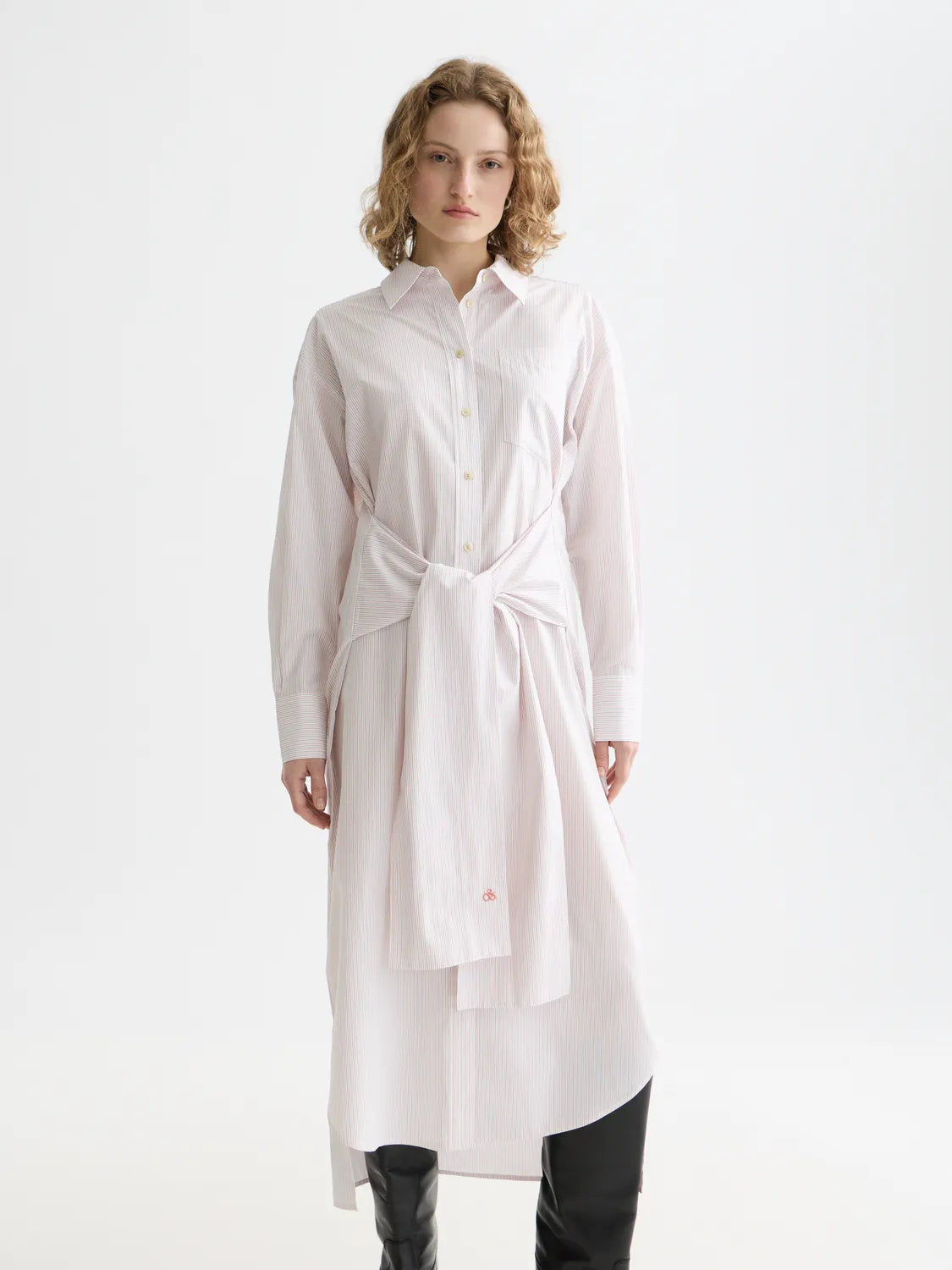 Relaxed-Fit Tie Shirt Dress