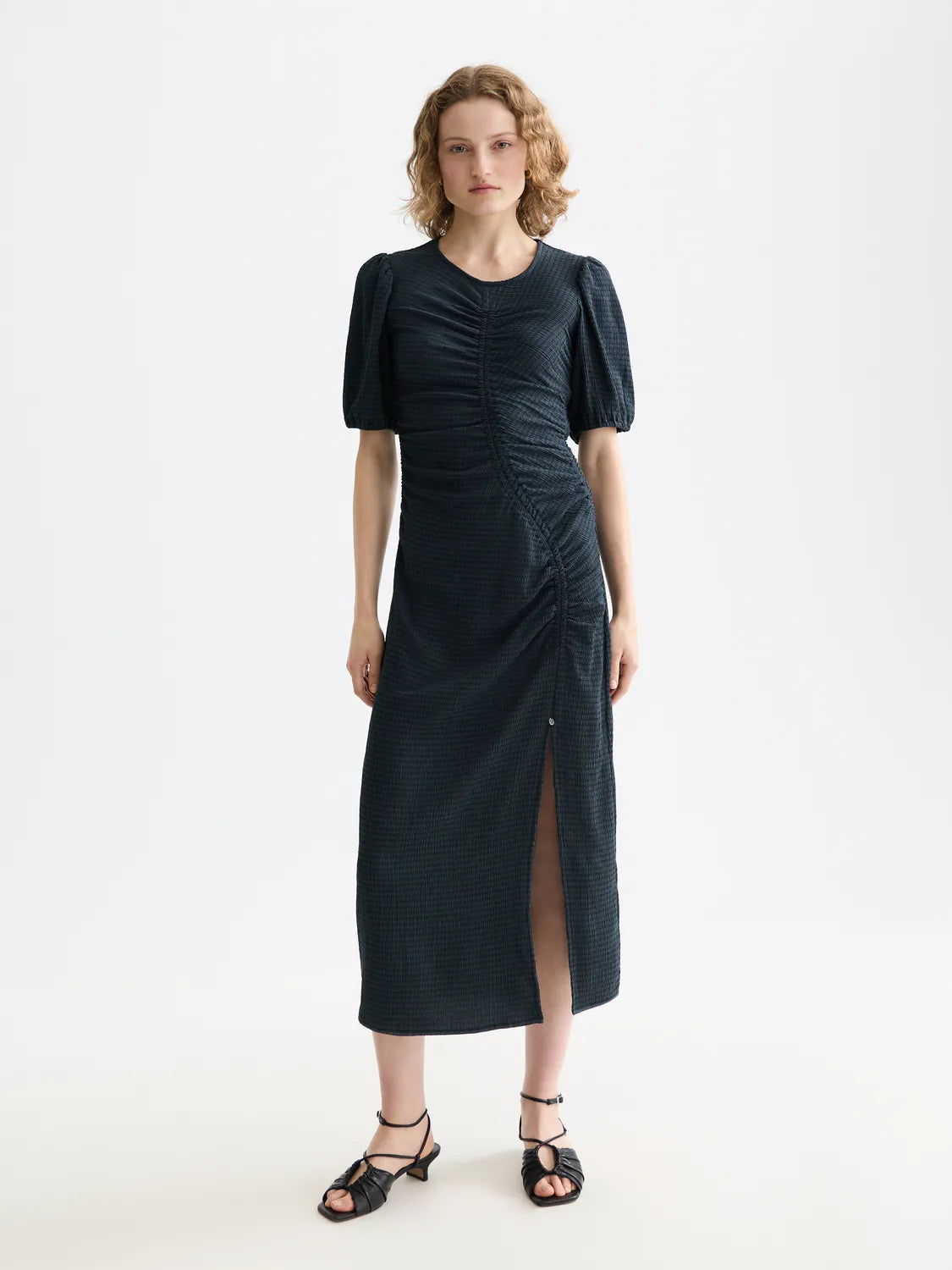 Open Structured Jersey Midi Dress