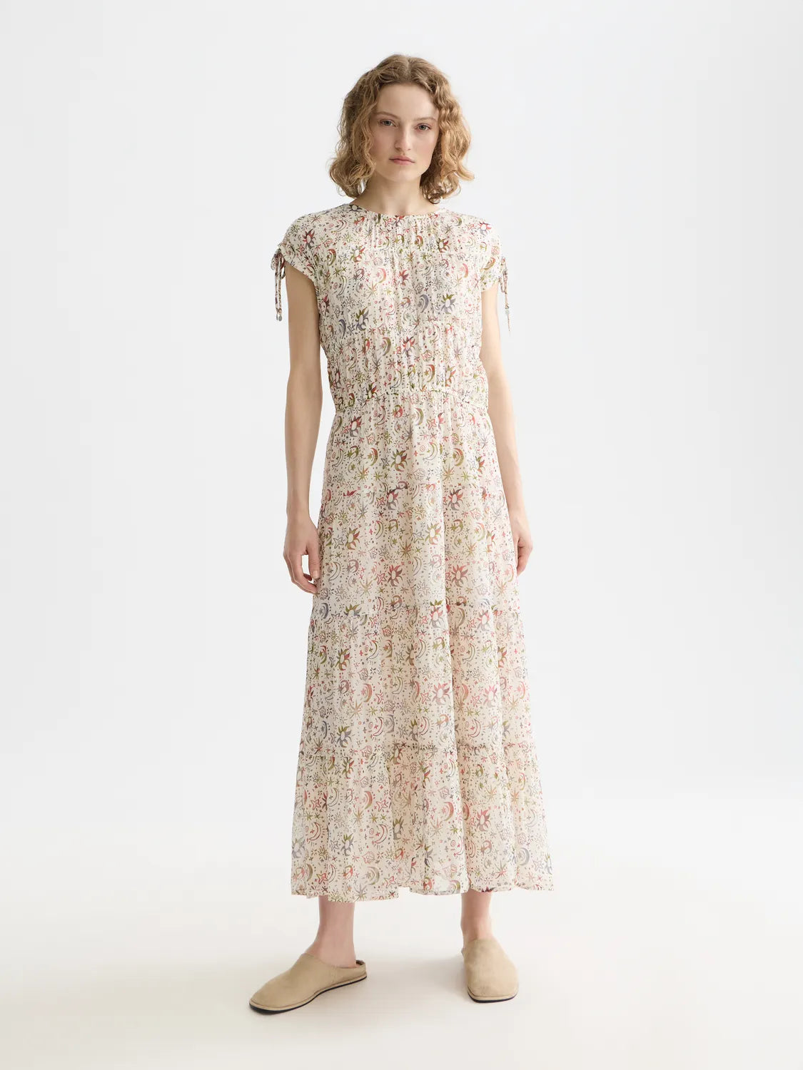 Gathered With Ties Midi Dress