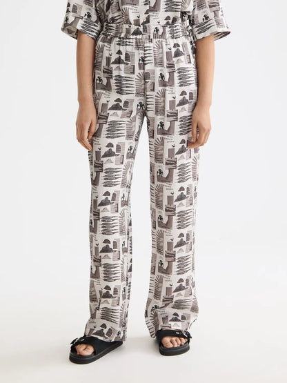 Gia - Mid Rise Wide Leg Elasticated Trousers