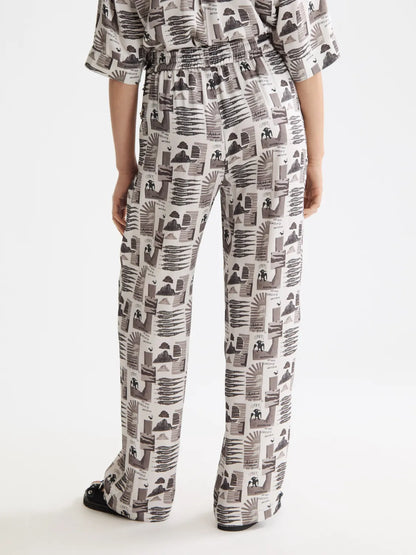 Gia - Mid Rise Wide Leg Elasticated Trousers