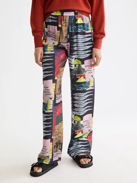 Gia - Mid Rise Wide Leg Elasticated Trousers