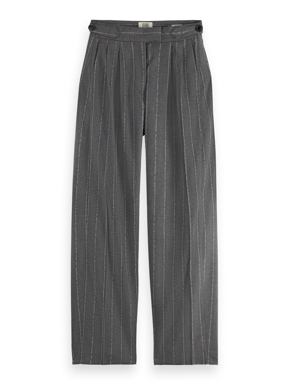 Quinn pinstripe mid-rise pleat front wide leg pant