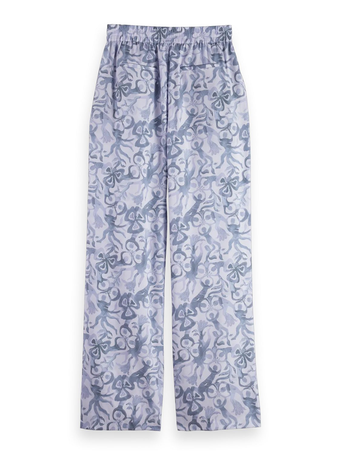Gia - Mid rise wide leg elasticated trousers in block print