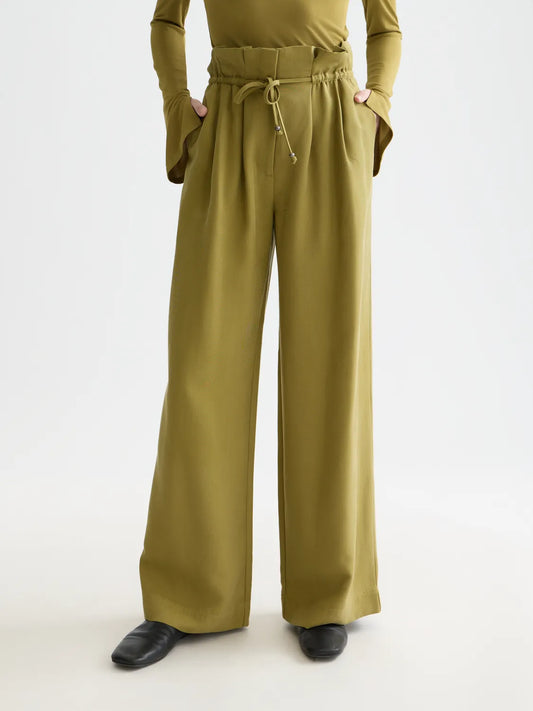 June - High Rise Wide Leg Twill Paperbag Pants