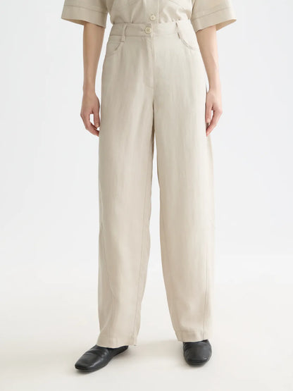 Lotus - High Rise Barrel Leg Twill Pants