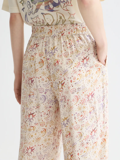 Gia - Mid Rise Wide Leg All Over Printed Pants