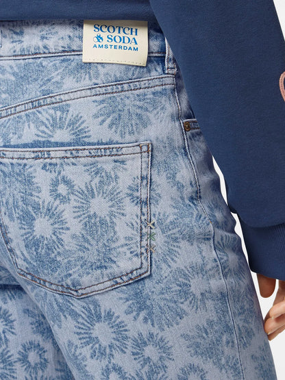 Sky High Rise Straight Jeans | Abstract Floral