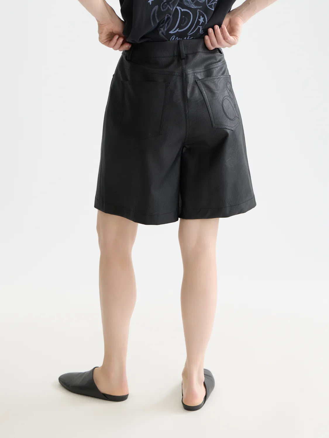 High Rise Faux Leather Short