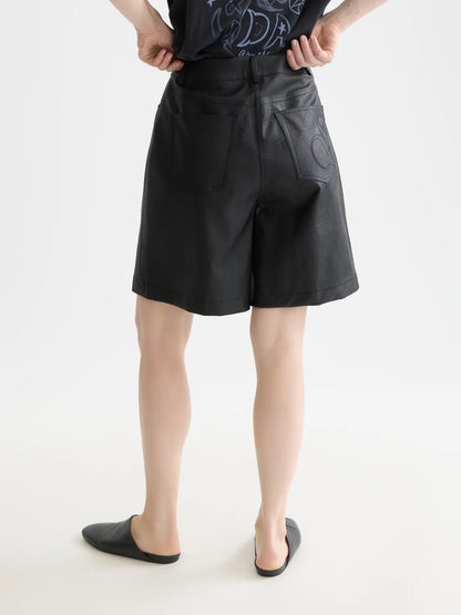 High Rise Faux Leather Short
