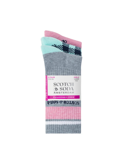 Girls' 3-Pack 1/2 Terry Crew Sock
