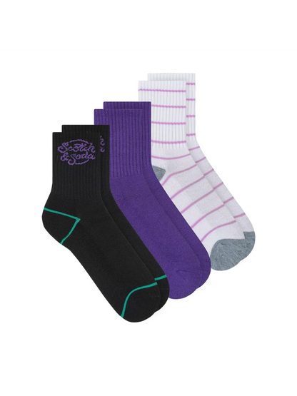 Girls' 3-Pack 1/2 Terry Crew Sock