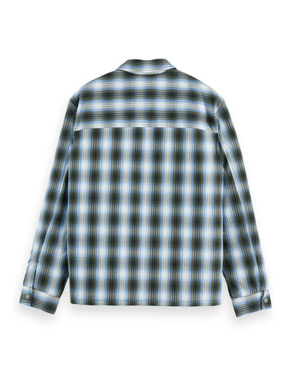 Seersucker check padded overshirt