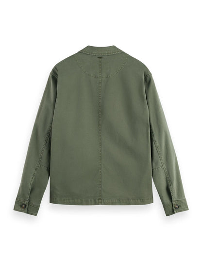 Cotton-blend garment-dyed boxy fit blazer jacket
