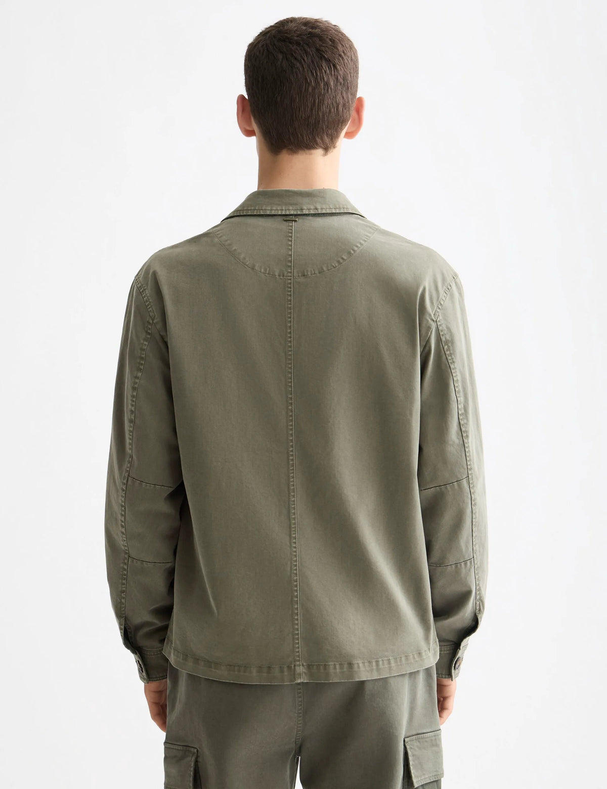 Cotton-blend garment-dyed boxy fit blazer jacket