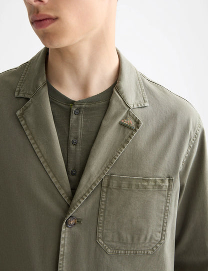 Cotton-blend garment-dyed boxy fit blazer jacket