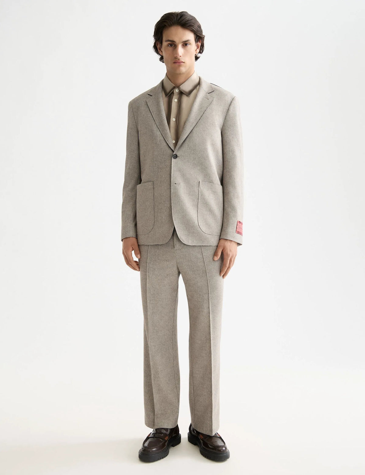 Unconstructed melange jersey relaxed fit blazer