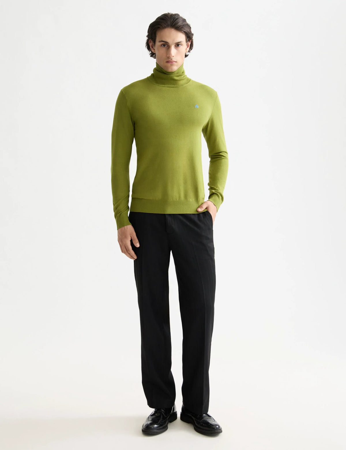 Otis- sateen-trimmed structure stripe relaxed straight chino