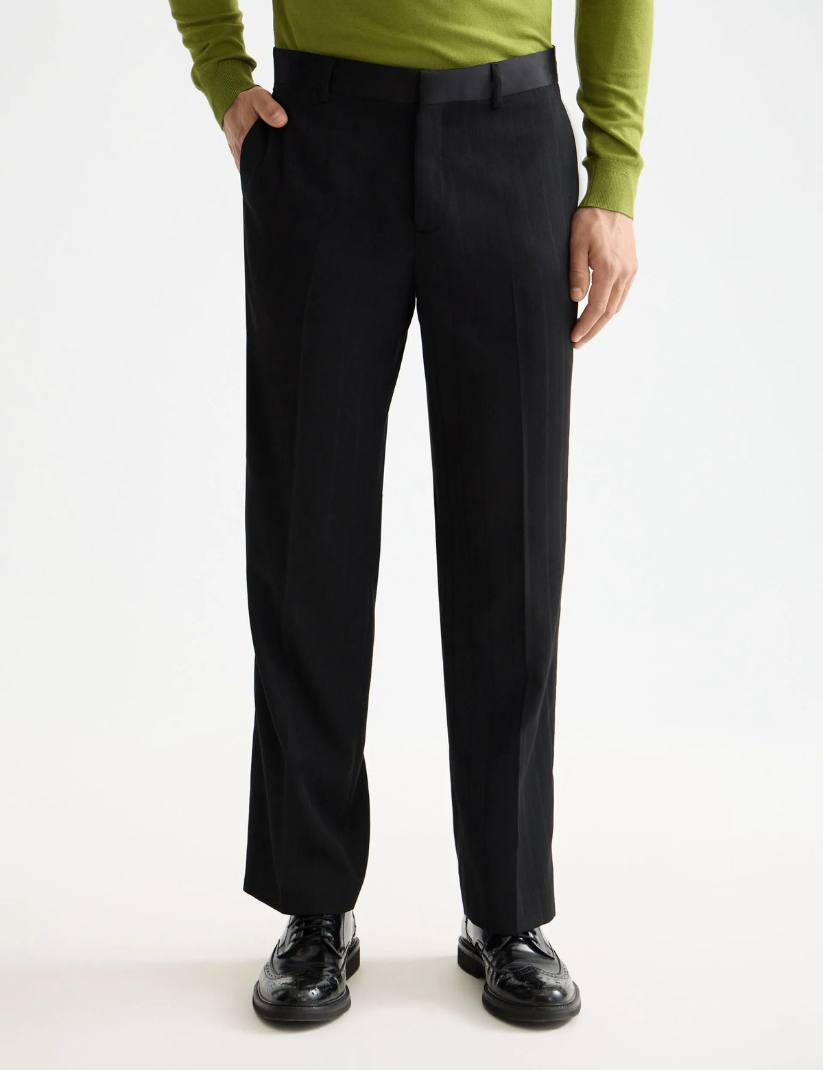 Otis- sateen-trimmed structure stripe relaxed straight chino