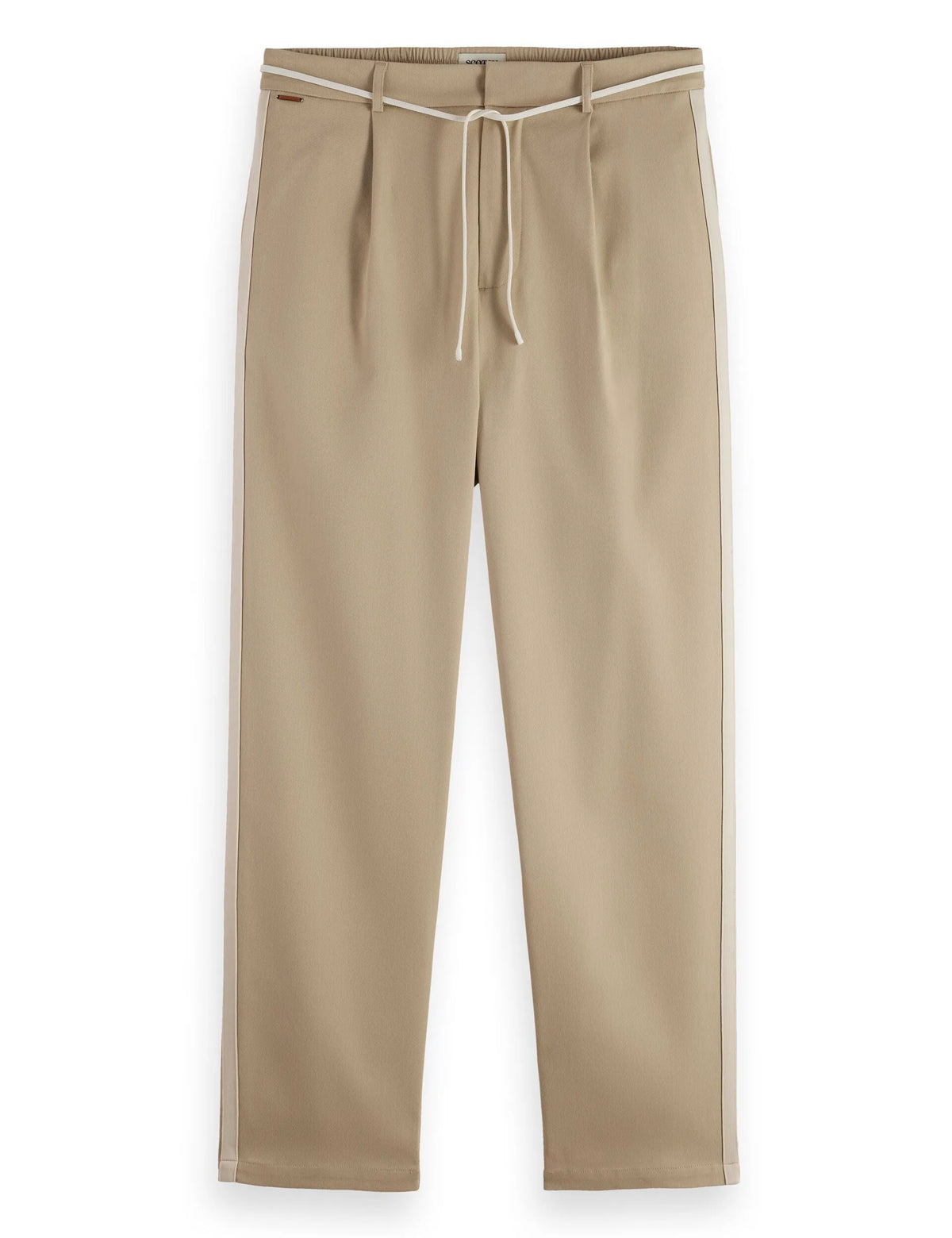 Tape-trimmed twill jersey pleated relaxed straight jogger