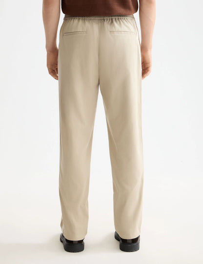 Tape-trimmed twill jersey pleated relaxed straight jogger