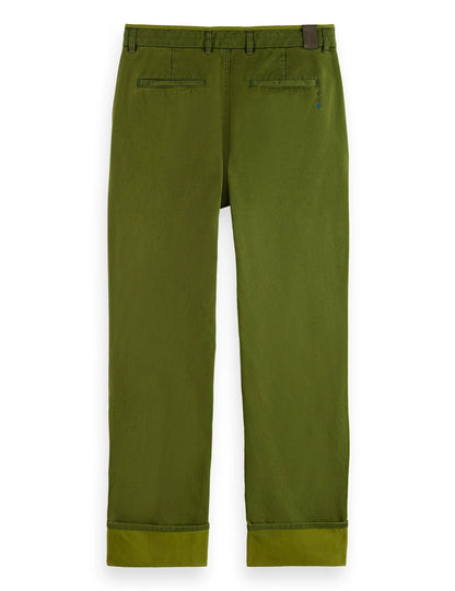 Clarke - washed cotton-blend herringbone straight fit chino