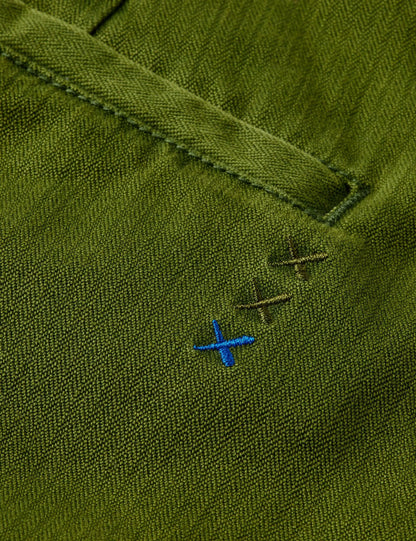 Clarke - washed cotton-blend herringbone straight fit chino