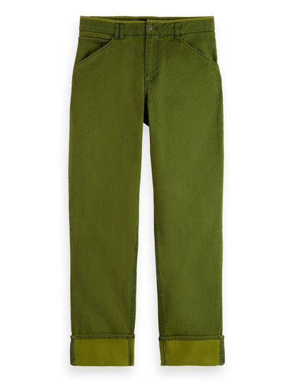 Clarke - washed cotton-blend herringbone straight fit chino