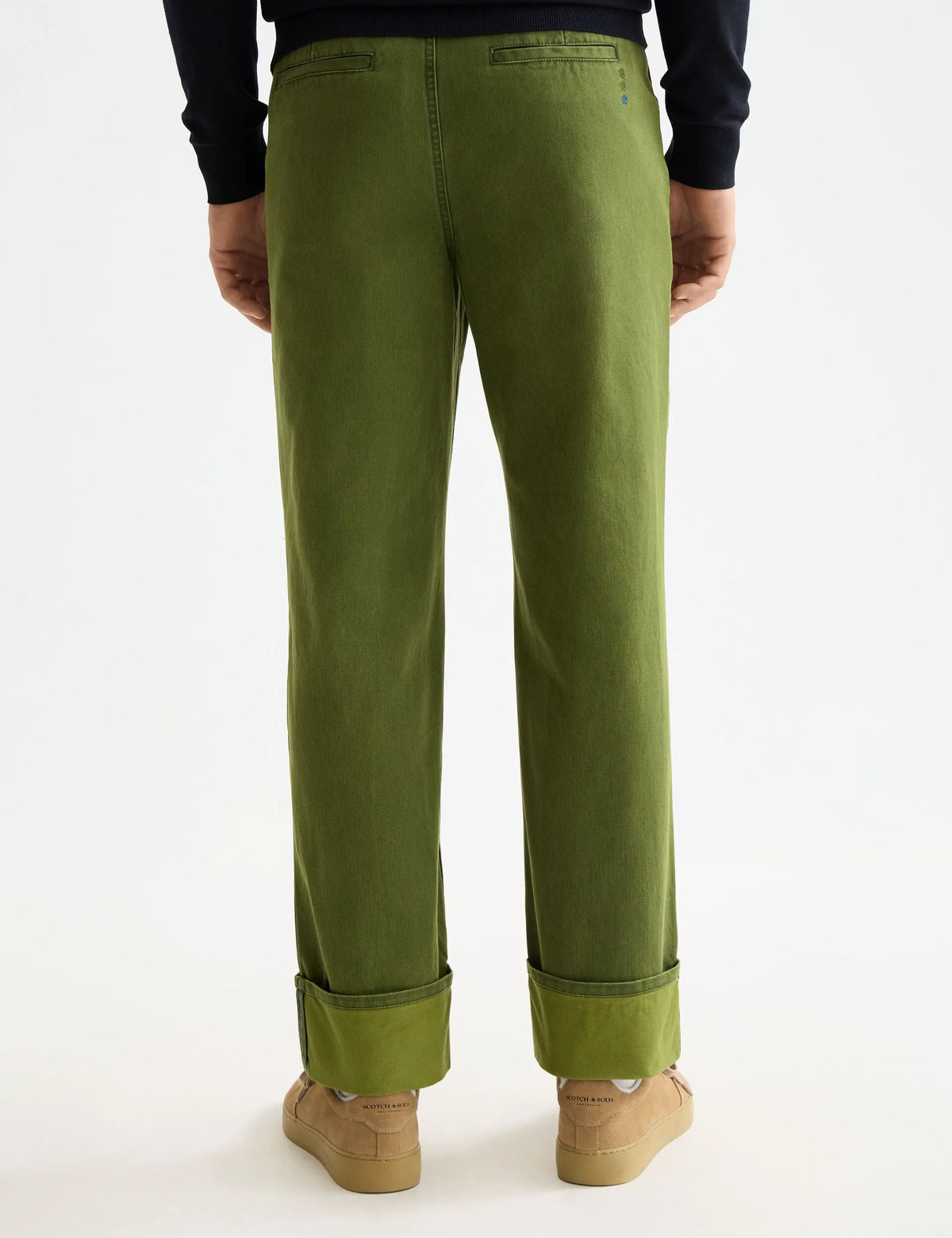 Clarke - washed cotton-blend herringbone straight fit chino