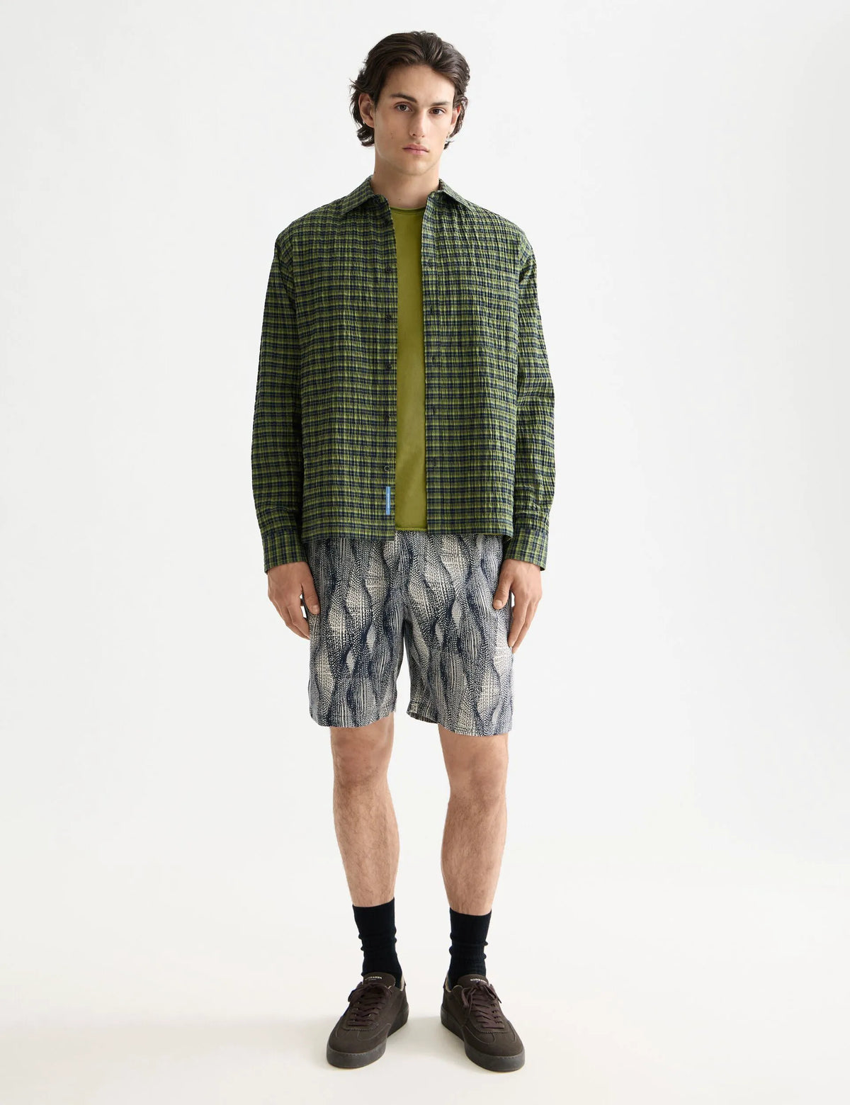 Crinkle checked shirt