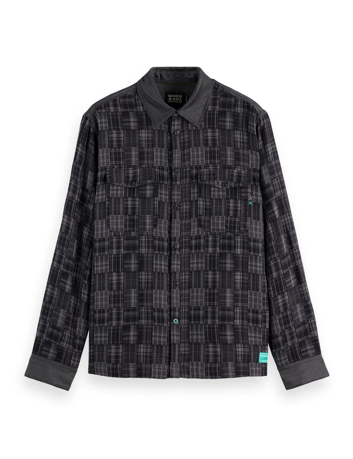 Patchwork flannel relaxed-fit shirt
