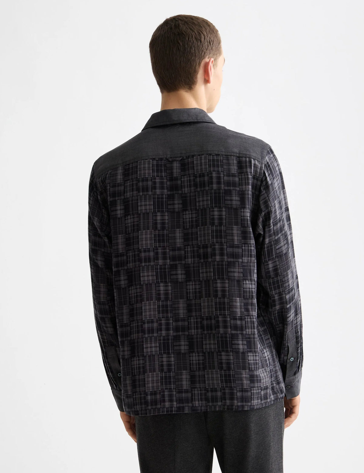 Patchwork flannel relaxed-fit shirt