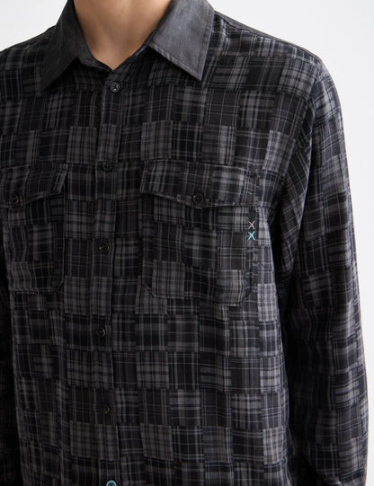 Patchwork flannel relaxed-fit shirt