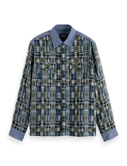 Patchwork flannel relaxed-fit shirt