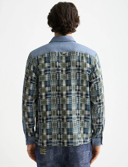 Patchwork flannel relaxed-fit shirt