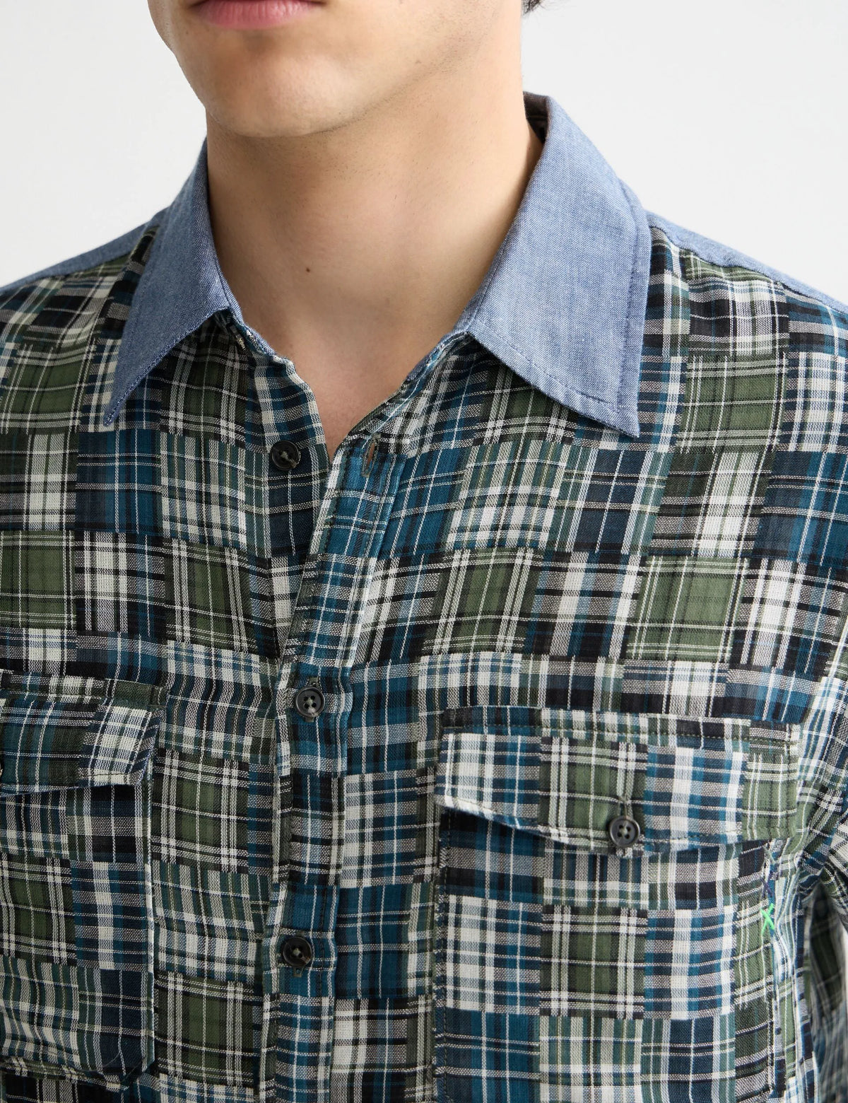 Patchwork flannel relaxed-fit shirt