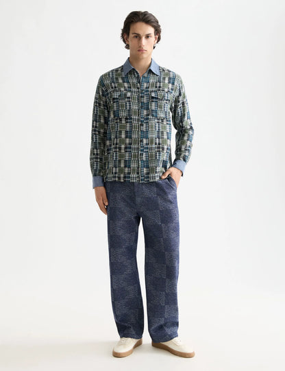 Patchwork flannel relaxed-fit shirt