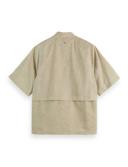 Washed layered short-sleeved shirt