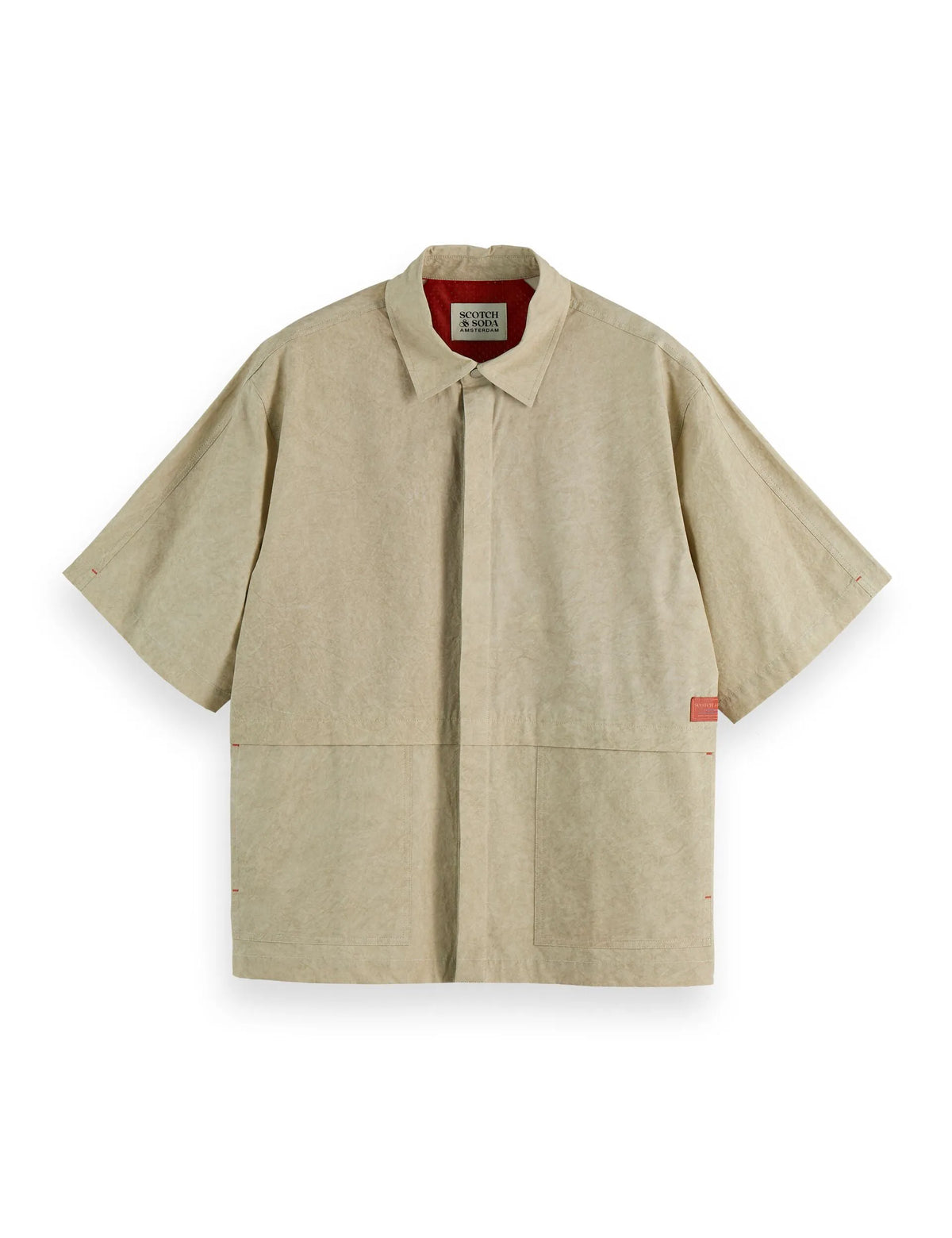 Washed layered short-sleeved shirt