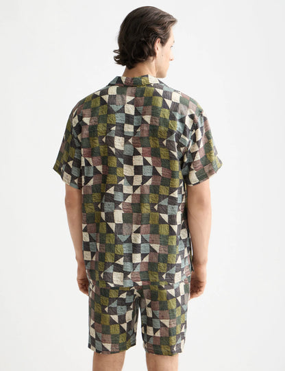 Printed short-sleeved tencel shirt
