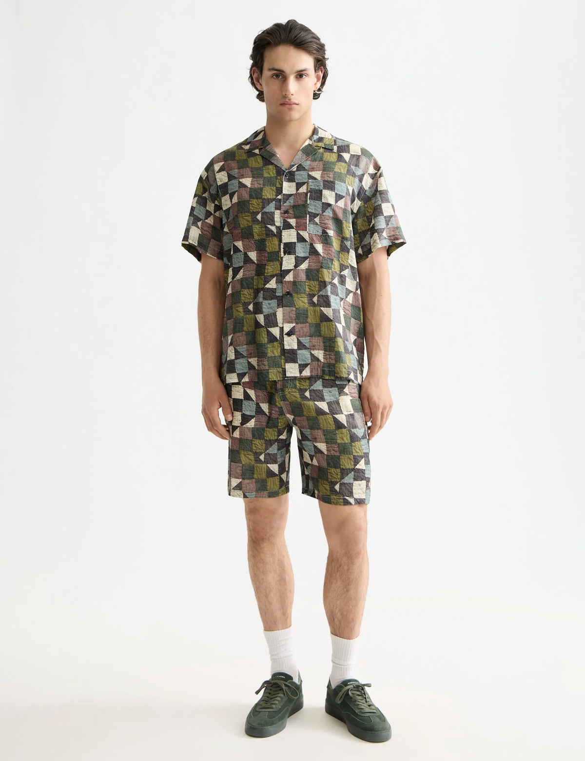 Printed short-sleeved tencel shirt