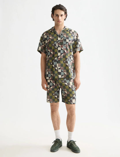 Printed short-sleeved tencel shirt