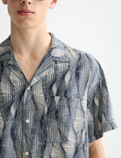 Printed short-sleeved tencel shirt