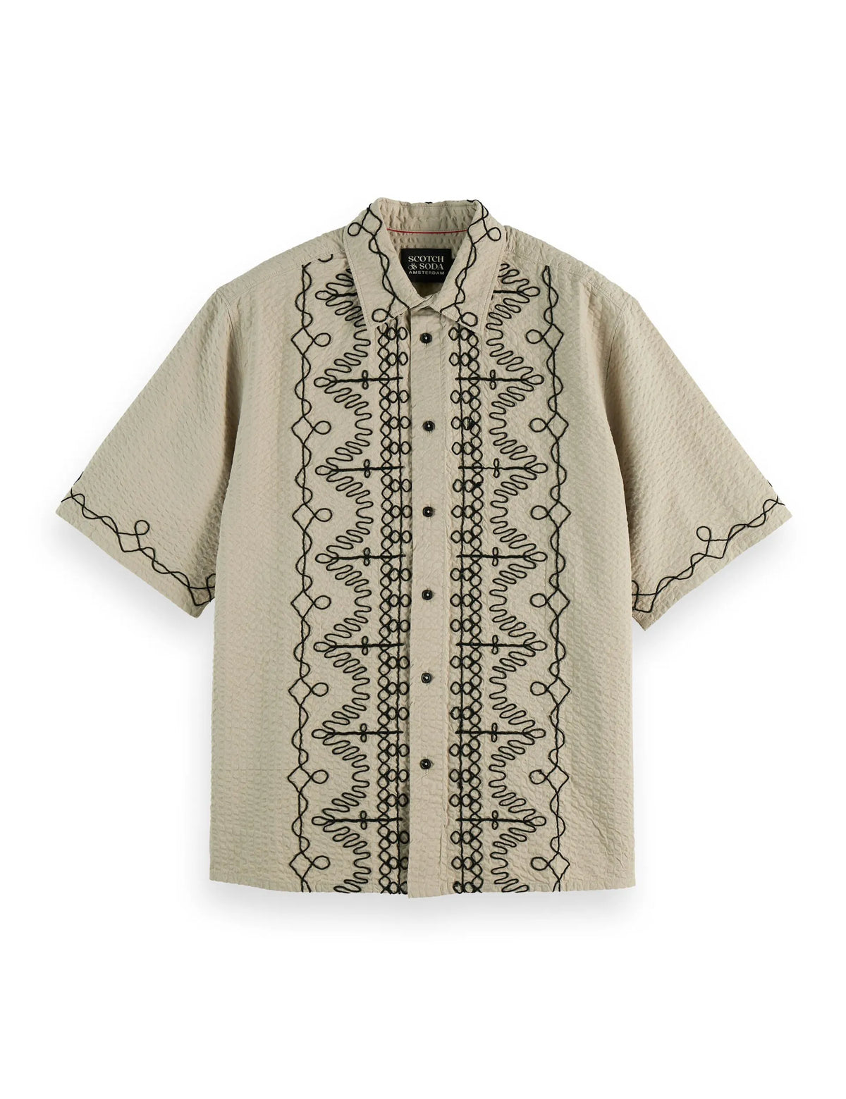 Embroidered short-sleeved shirt