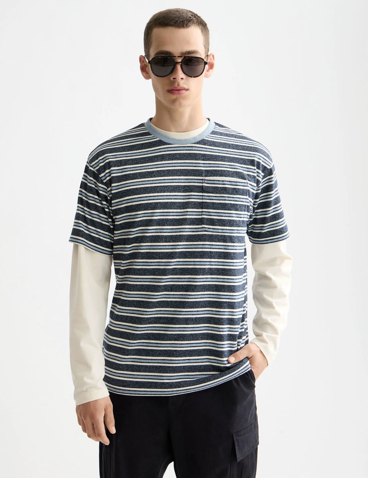 Relaxed Fit Yarn Dye Stripe T-shirt