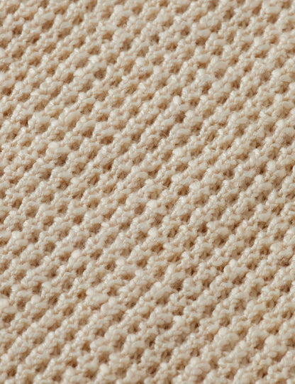 Waffle stitch dropped shoulder longsleeve polo