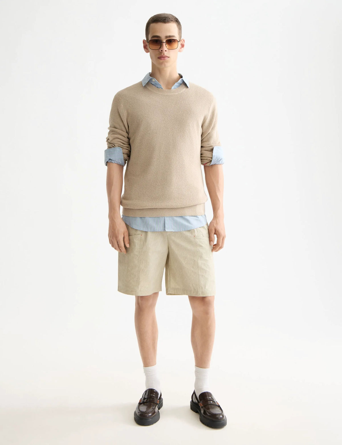 Linen blend crew neck